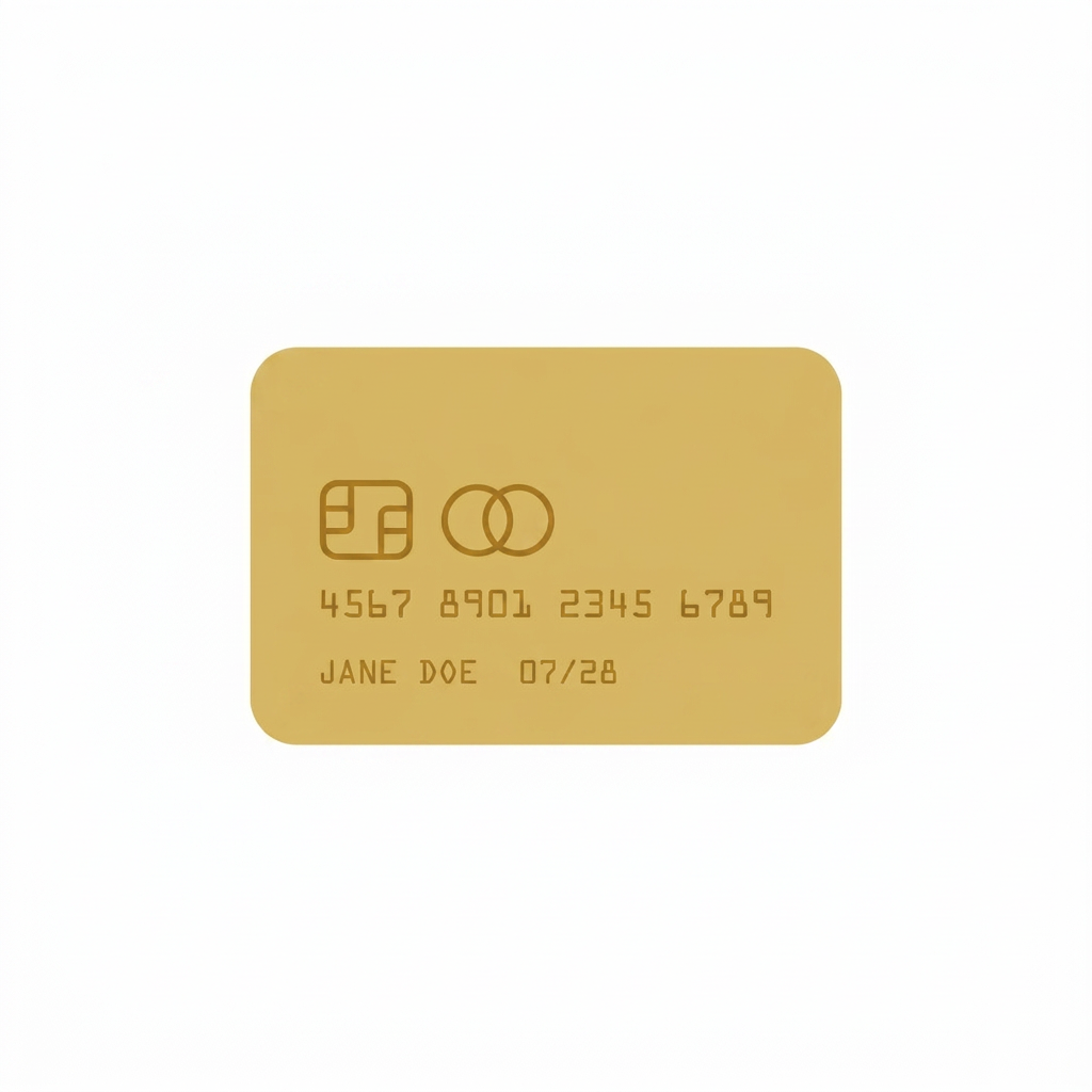 Simple matte gold credit card icon white background